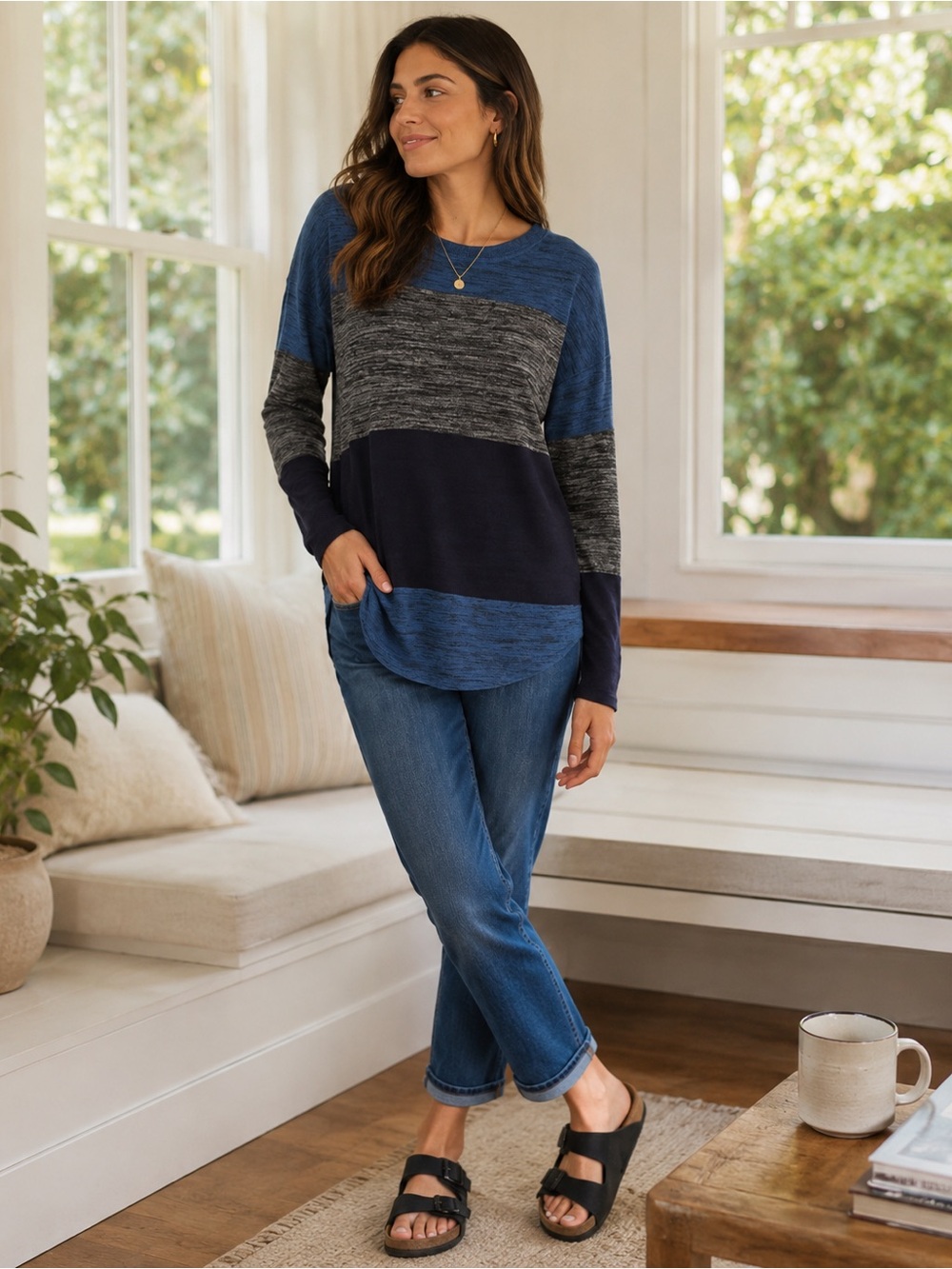 Rag & Bone Colorblock Long Sleeve Knit Top Size Small